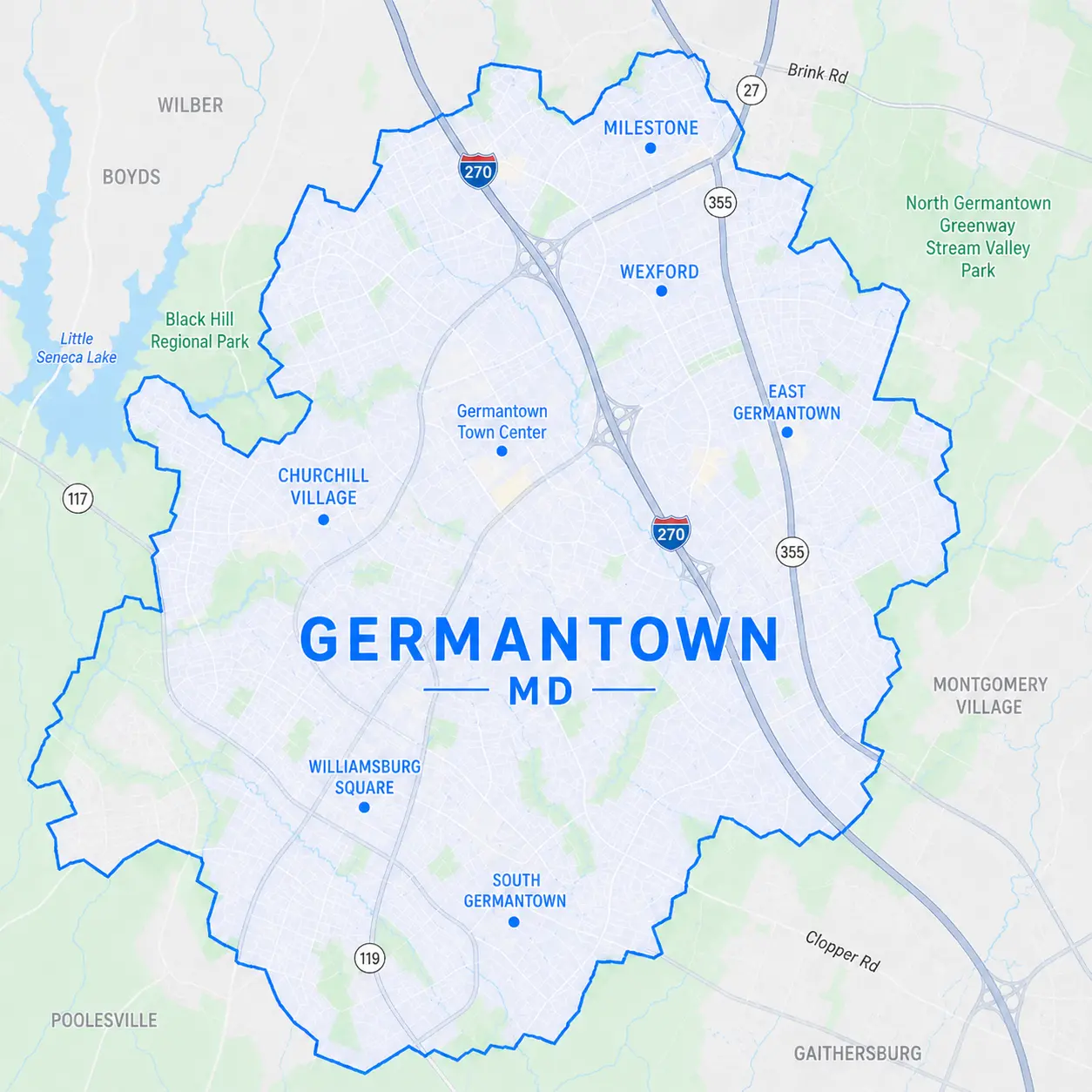map of Germantown and neighborhoods